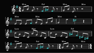 GrissinBon║DoReMi║Note con nomi║Spartito in Mim e Lam║Chitarra Violino Flauto Oboe