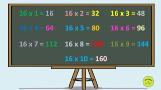 Table of 16 | Multiplication of 16 | 16×1 =16 | 16 ka pahada | @AlagPadhai