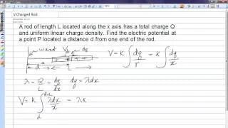 Electric potential of a charged rod