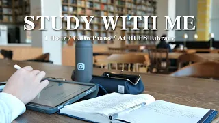 📚 STUDY WITH ME AT THE LIBRARY | 🎹 Calm Piano, 1 Hour | Pomodoro 25/5