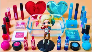 "💖&💙" Mixing Makeup Lipstick & Eyeshadow Into Slime! Satisfying Slime ASMR Videos. Harley Quinn #20