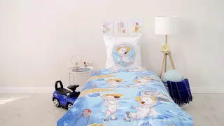 Комплект детского постельного белья "Белка и Стрелка в космосе"