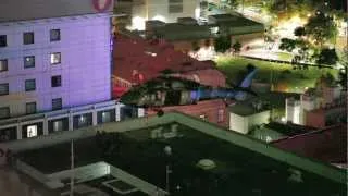 Two Army Blackhawk Mimetic Helicopters flying around Sydney CBD - April 1, 2012, 22:23 - Sydney CBD