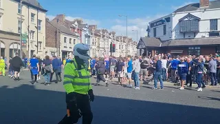 County road May 28 2023 Everton fans on the march