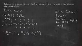 Napisz wzory sumaryczne, strukturalne, półstrukturalne i grupowe alkenu i alkinu, które mają po 14