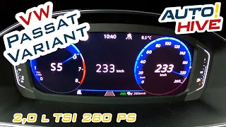 Tachovideo VW Passat Variant 2,0lTSI 280 PS 0-100 kmh kph 0-60 mph Beschleunigung Acceleration