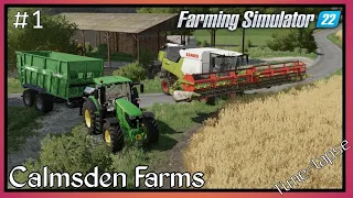 Barley Harvest on our new home!-Fs22-Calmsden Farms-Ep.1-Timelapse