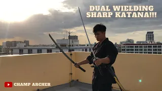 Dual wielding sharp Katanas!!