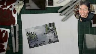 Stampscapes: Cozy Cabins Photo-Stamping test