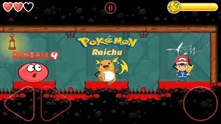 ASH BALL & Monster Raichu , Pokemon Ball in Red Ball 4 Fights into the caves Boss