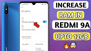 Increase RAM in Redmi 9A upto 12 GB | How to increase ram in Redmi 9A | 2022 new trick