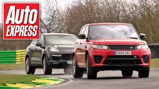 Range Rover Sport SVR vs Porsche Cayenne Turbo track battle