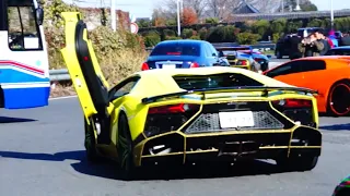 【諸星一家】ランボ集団が爆音で出発！ Lamborghini exhaust sound !