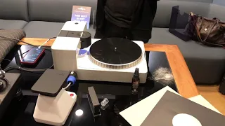 A prototype record cutter takes audio from an iPhone and instantly presses onto a vinyl.
