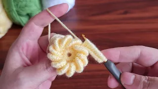 Wow!. 😲 Amazing!.. Super Easy Crochet Tunisian Knitting Flower  Motif - Tığ İşi Şahane Motif Örgü...