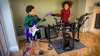 Awesome Sister and Brother rocking out to Come As You Are by Nirvana - Drums / Guitar Cover