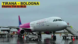 TIRANA to BOLOGNA - Flight Wizzair A321 - Take Off Rainy day [4K HDR]