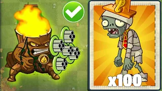 PvZ 2 Challenge - Every Plant Max Level Use 5 Plant Food Vs 100 Conehead Mummy Zombie