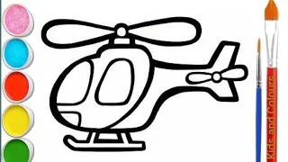 Helicopter 🚁 Drawing,Painting and Colouring for kids and toddlers /Easy drawing of Helicopter 🚁