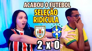 REACT URUGUAI 2 X 0 BRASIL - VERGONHA, TIME FRACO DEMAIS ESSE BRASIL