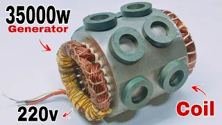 I turn copper coil and magnet into220v 35000w world best generator #viralvideo