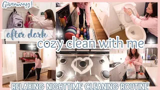 COZY CHILL CLEAN WITH ME AFTER DARK! Relaxing Nighttime Cleaning Routine 2024