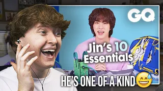 HE'S ONE OF A KIND! (10 Things Jin of BTS Can't Live Without | GQ Reaction)