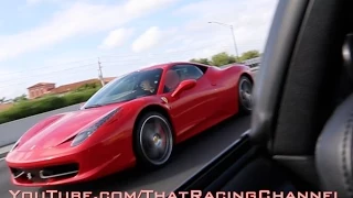 Ferrari 458 challenges Turbo Supra on the highway!