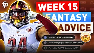 Live: Week 15 Lineup Advice | Injuries, Matchups and More (2023 Fantasy Football)