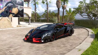 Insane 1500HP Lamborghini Veneno Gameplay with G29 Racing Wheel - Forza Horizon 5 | gamezio