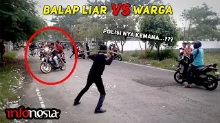 KAPOK...! Aksi Balap Liar Dibubarkan Warga