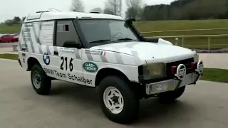 Noisy Paris Dakar Land Rover Dicovery Support Car enters the workshop