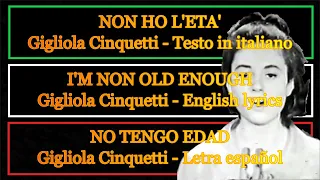 NON HO L'ETÀ - Gigliola Cinquetti  winner ESC 1964 (Letra Español, English Lyrics, Testo italiano)