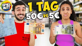 1 TAG MIT 5€ vs 50€ ÜBERLEBEN! 24 Stunden nur für 5€ einkaufen! Gibt Ally auf?