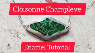 How to Make Champleve Cloisonne Enamel. Enameling techniques. Tutorial. (Green Moth)