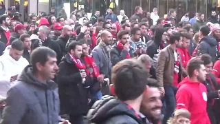 Ajax-Benfica 0-1 Benfica fans marching  from dam square to the subway (champions league)
