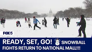 SNOWBALL FIGHT ON DC’S NATIONAL MALL! ❄️☃️