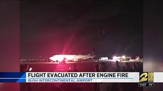 Passengers evacuated after United plane catches fire