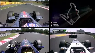 [Onboard] Kamui Kobayashi, Jenson Button and Mark Webber /Hungary GP 2012