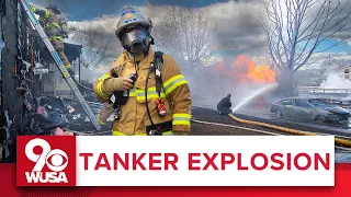 US Route 15 in Frederick, Maryland remains blocked off after a deadly tanker explosion