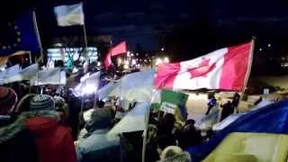 Second #Euromaidan in Winnipeg. Ukrainian National Anthem. Dec 2 2013