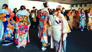 Japanese Girls in Colorful Kimono - Traditional Coming-of-Age Ceremony of 20 Years in Koshien, Japan
