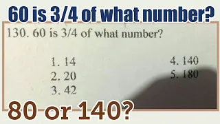 60 is 3/4 of what number? Explained...