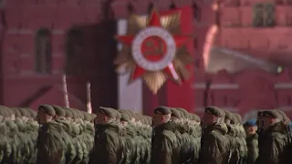 Russian troops rehearse for Victory Day military parade in Red Square at night | AFP