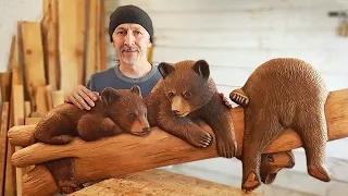 Три медвежонка Резное панно своими руками Резьба по дереву для начинающих Wood carving How to make