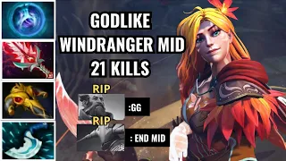 DOTA 2 WINDRANGER MID PERFECT GAME GODLIKE !!  7.35 PRO BUILD GUIDE GAMEPLAY