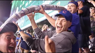 MLB record?! INSANELY LONG cup snake with crazy Cubs fans in the Wrigley Field bleachers!