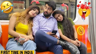 If Two Girls Falling Asleep on You at the Same Time Prank || FIRST TIME IN INDIA || AANCHAL THAKUR |