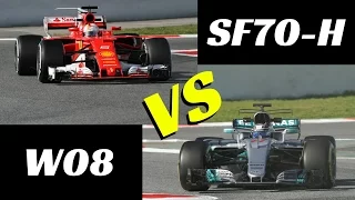 2017 Ferrari SF70-H vs Mercedes W08 - Comparison on track - F1 tests Montmelò