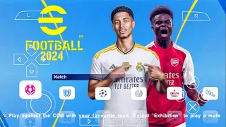 eFOOTBALL PES 2024 PPSSPP CAMERA PS5 ANDROID OFFLINE NEW KITS 2023/24 & FULL TRANSFERS BEST GRAPHICS